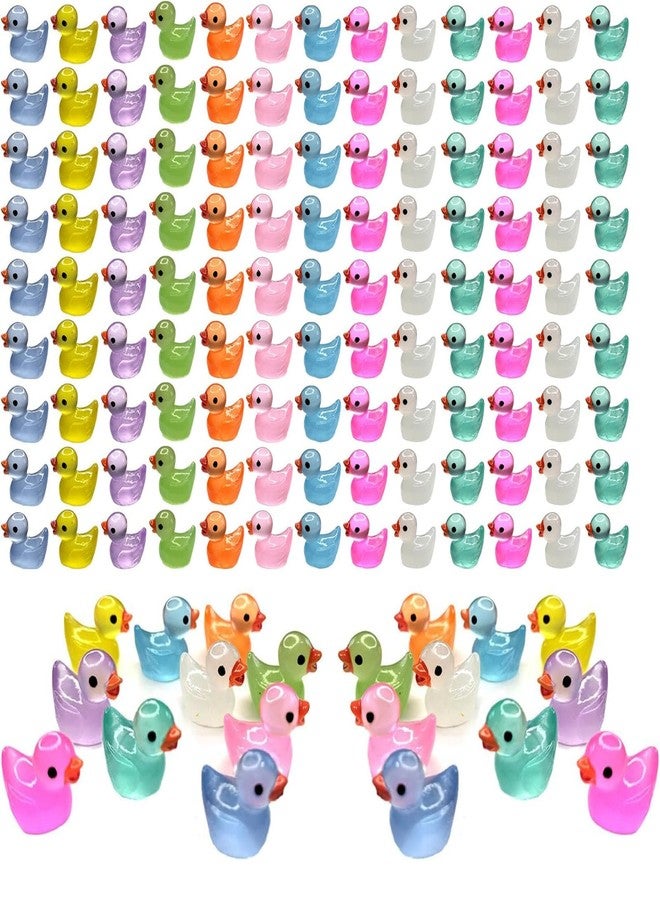 IEUHDKWL Mini Resin Ducks Luminous 16 Colors Tiny Ducks Miniature Duck Glow in The Dark Hide Glow in The Dark Miniature Figures for Micro Landscape Aquarium Party Decor (128PCS) - Image 1